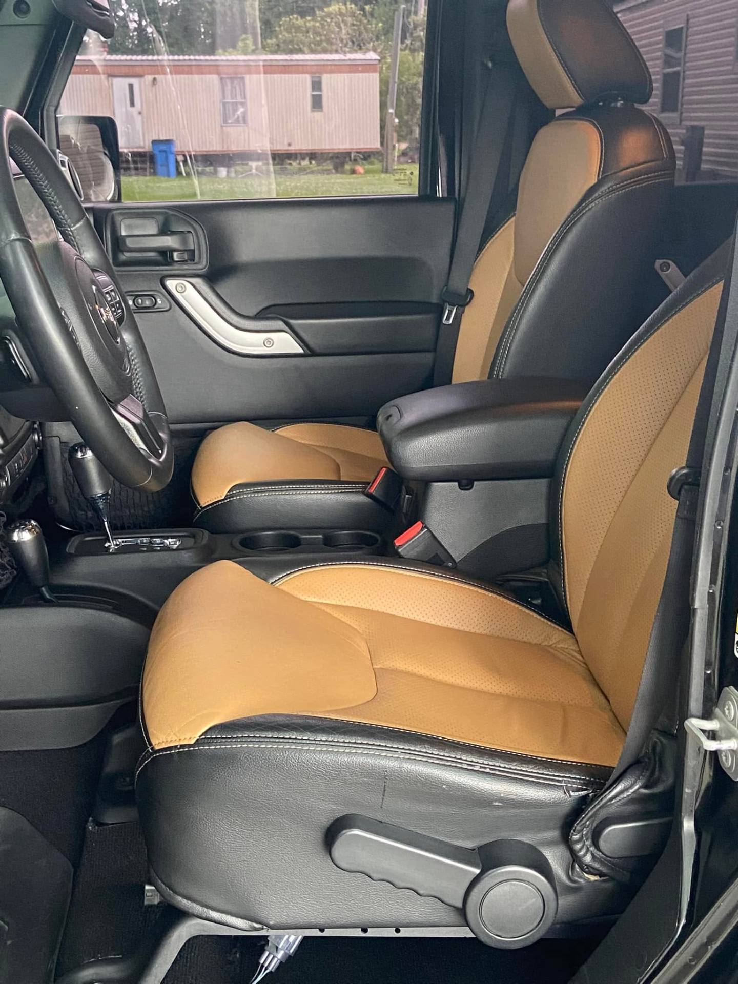 Jeep Wrangler two-tone leather interior restored